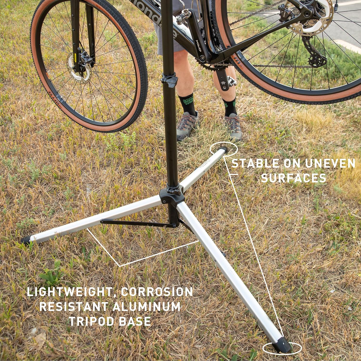 Feedback Sports | Sport-Mechanic Bicycle Repair Stand | Bicycle Workstand W/Tripod Base | Lightweight and Durable | Aluminum Steel Hybrid Construction | Black (Black, Sport Mechanic 2.0)