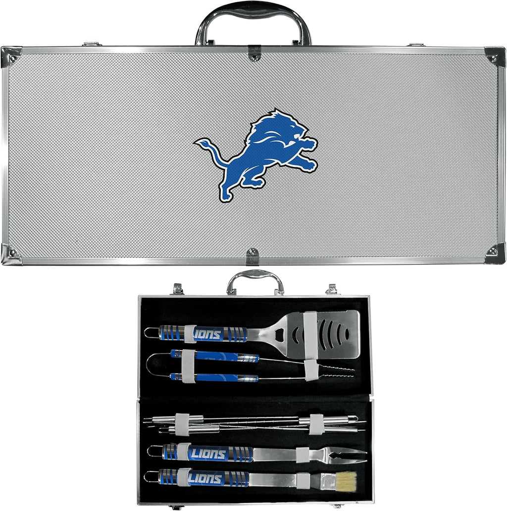 NFL Siskiyou Sports Fan Shop Detroit Lions Steel Tailgater BBQ Set w/Case 8 piece Gray