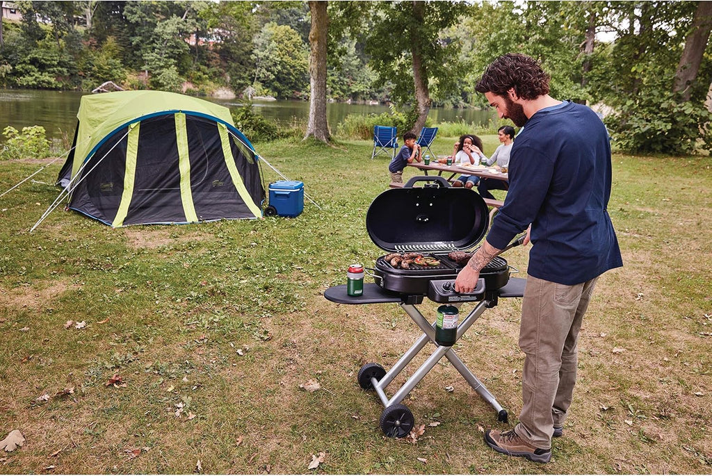 Coleman RoadTrip 285 Portable Stand-Up Propane Grill with 3 Adjustable Burners & Instastart Ignition, 20,000 BTUs of Power for Outdoor Cooking, Camping, Tailgating, Grilling, BBQs, & More